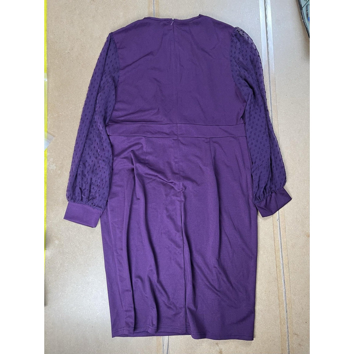 Grace Karin Dress Womens 2XL Purple Pencil Knee Length V-Neck Pleated Stretch