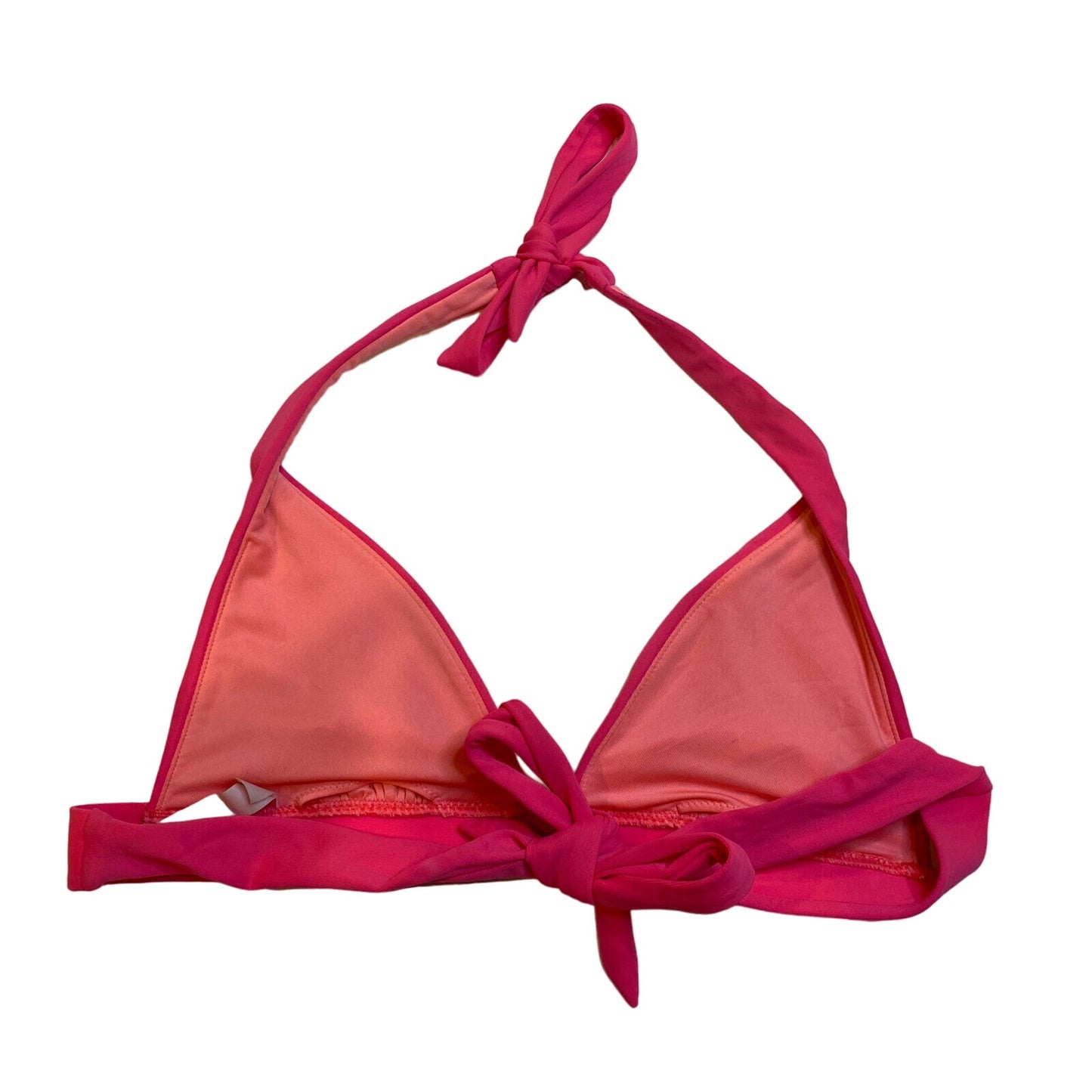 Victoria Secret Bikini Top XS No Pads Halter Ties Plunge Classic Pink VS - EUC