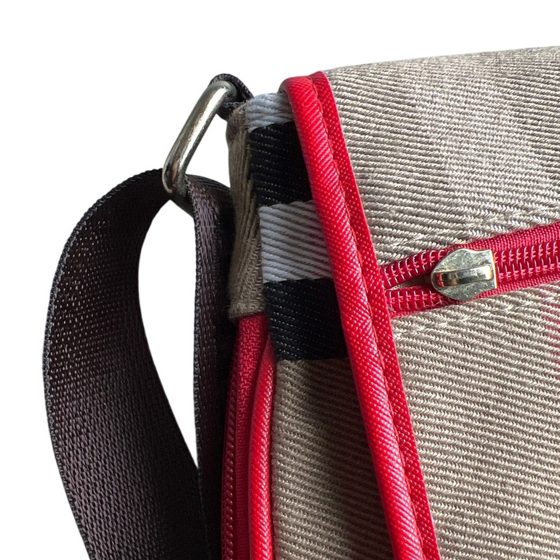 Vintage Burberry Handbag With Red Black And White Striped