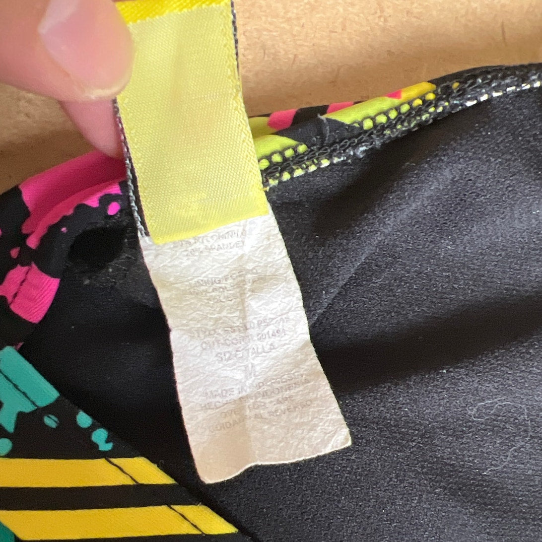 Surfside Black/Muticolor stripes and Splats Swimsuit Set Women Size Medium