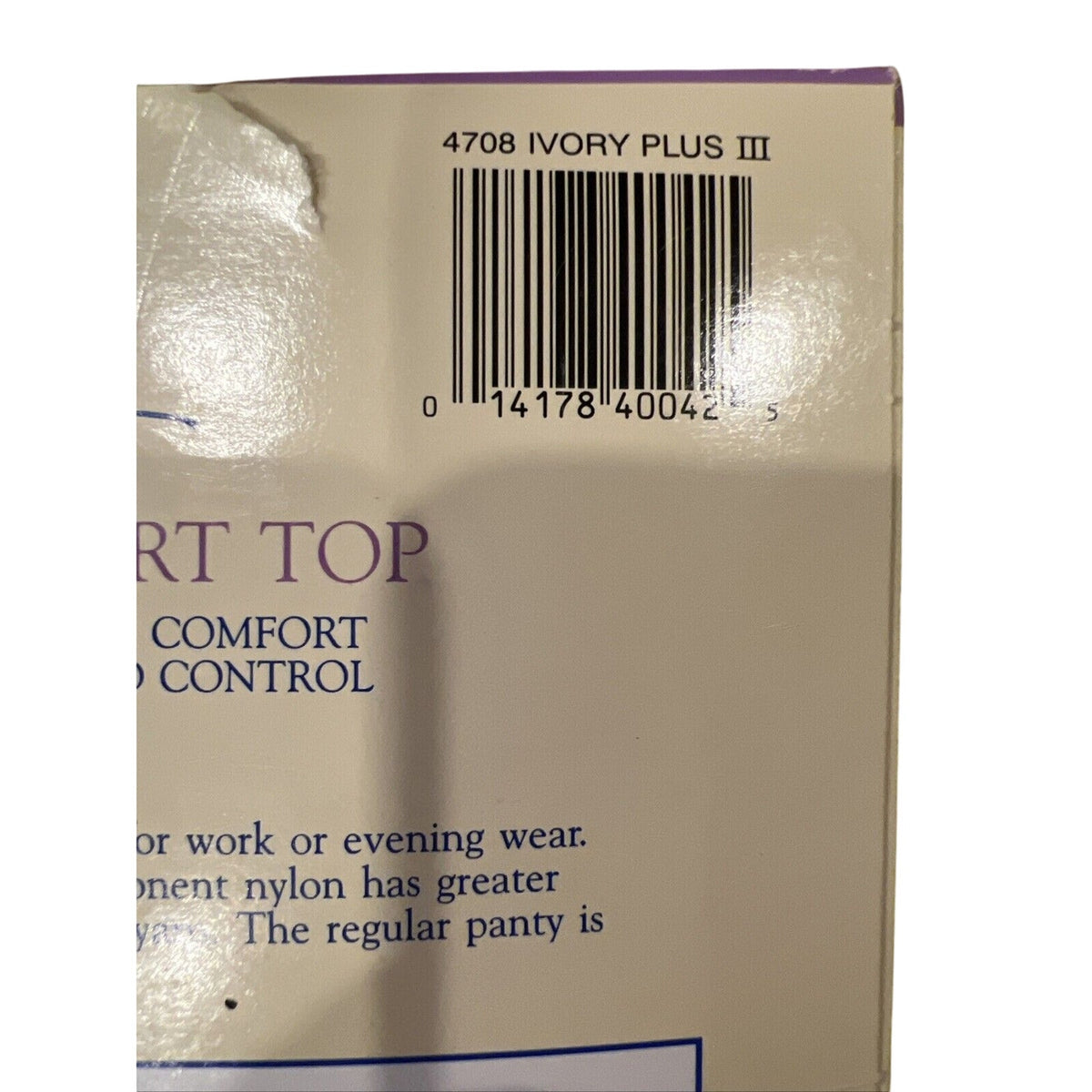 Kathie Lee Comfort Top Lycra Pantyhose Silky Leg Sandalfoot Plus Sz III Ivory