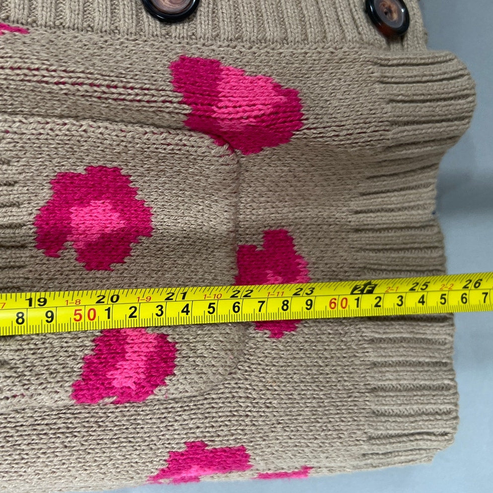 Hanna Andersson Girl Cardigan Tan Floral Print Warm Sweater Size 130