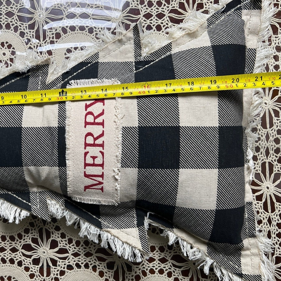 Sentiment Christmas "Merry" Checkered Pillow