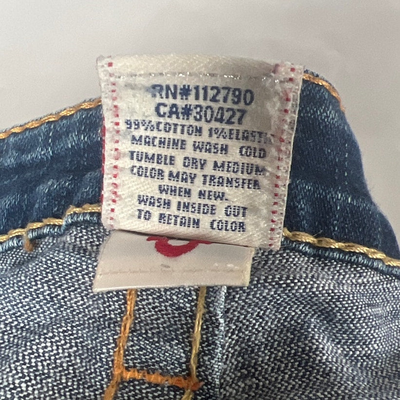 True Religion Raw Hem Shorts Blue Johnny Distressed Women's Size 29