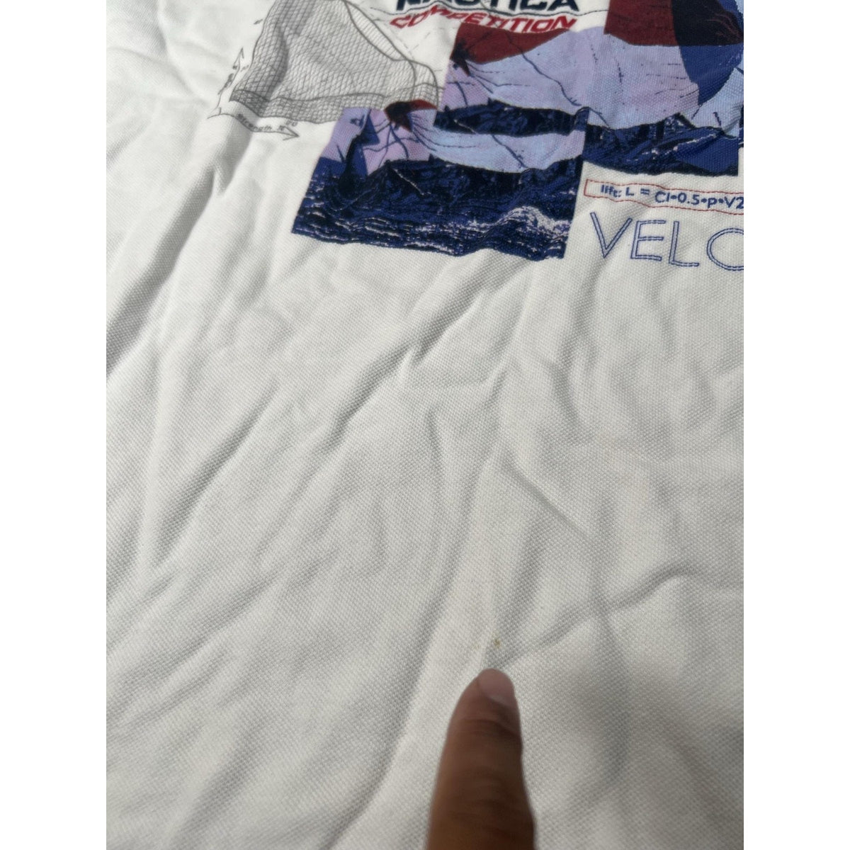 Nautica Shirt Mens 2XLT White Cotton Collared Big & Tall Competition Logo Pique
