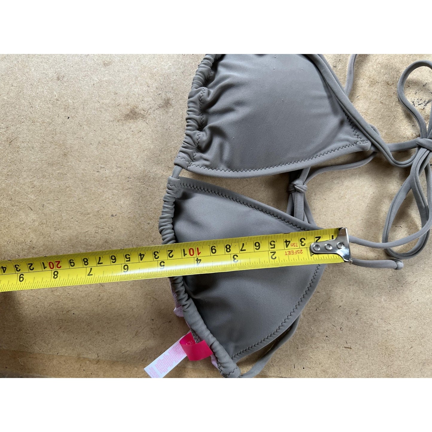 Victoria's Secret Swim Top Womens M Gray Triangle Lined Adjustable Strap Halter