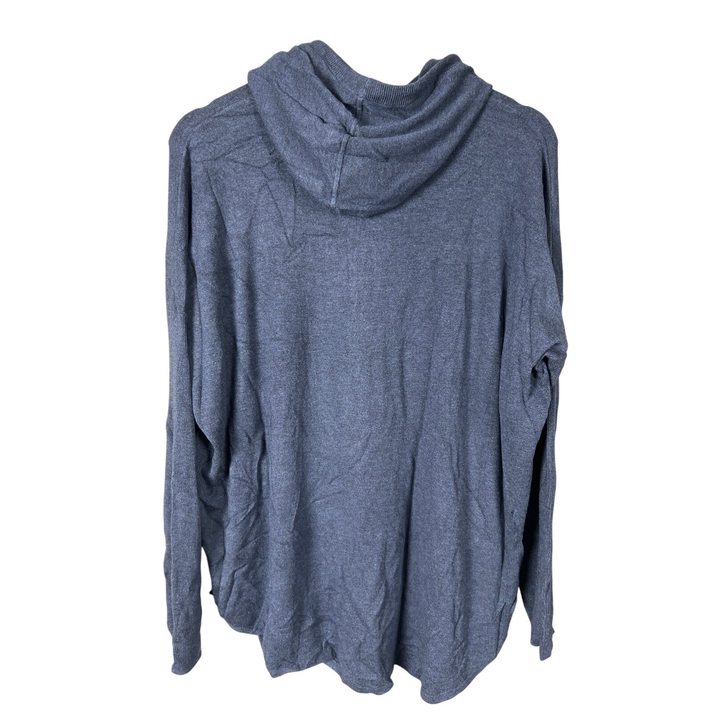 Eileen Fisher Pullover Small Hooded Henley Sweater Blue Comfort Medium Viscose