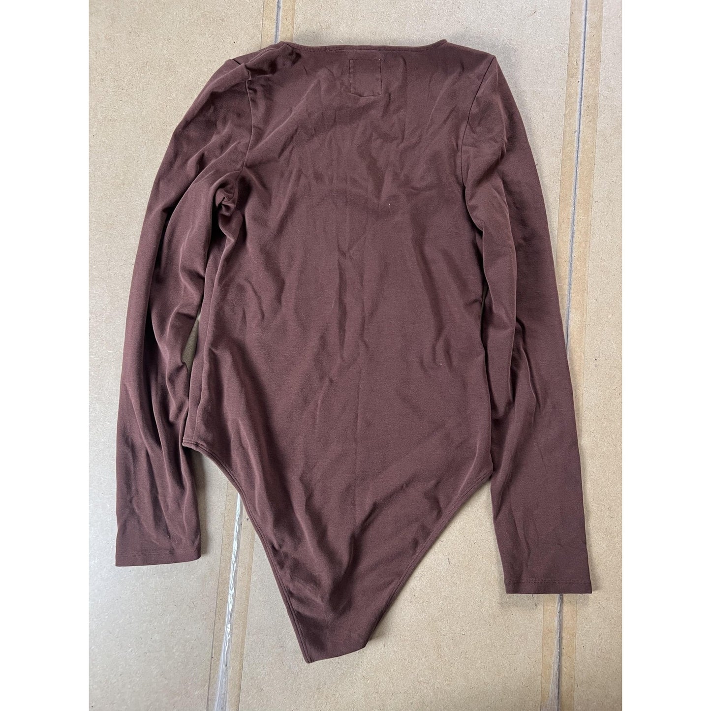 Bodysuit Womens XL Brown Jersey One Piece High Leg Stretch Lightweight
