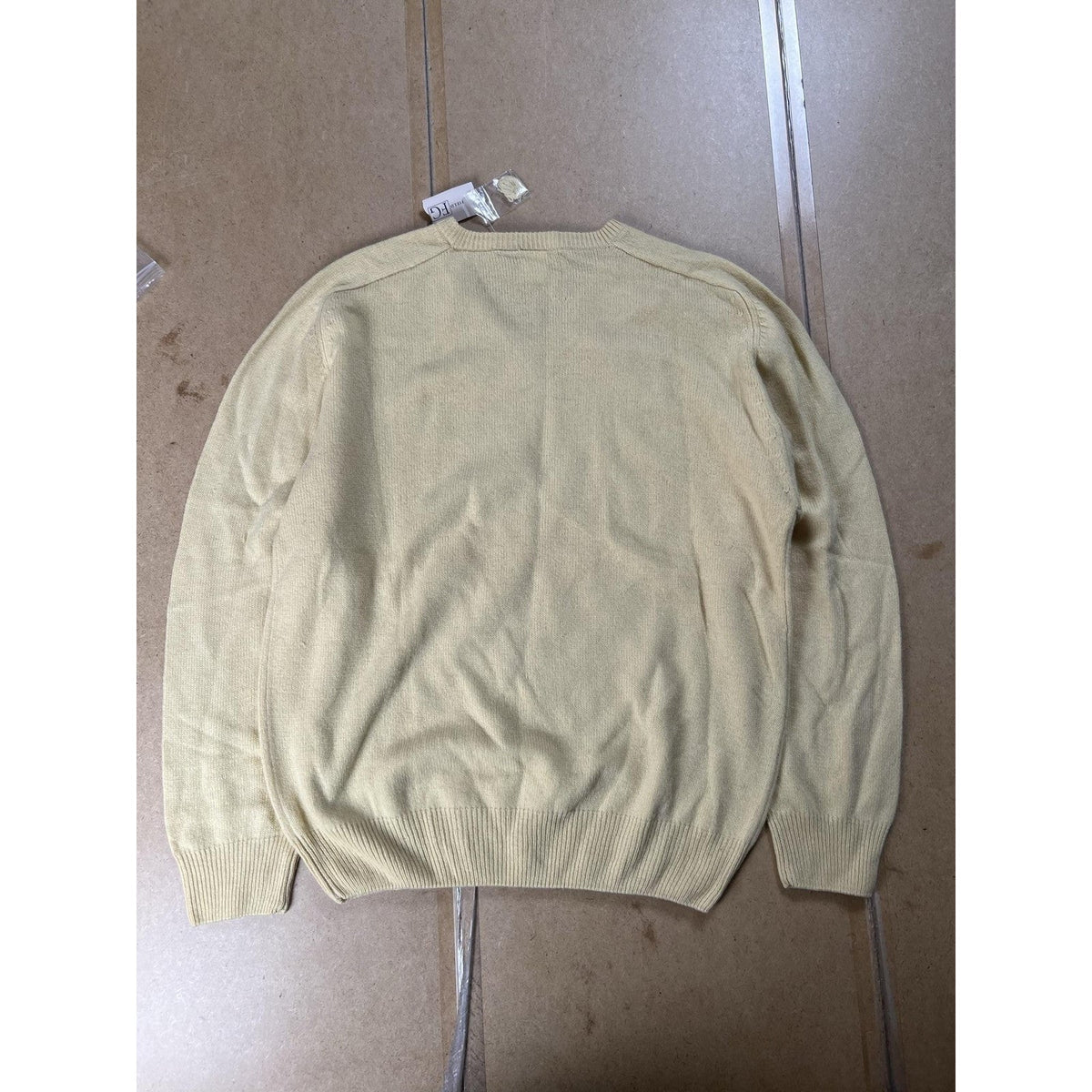 Field Gear Sweater Mens L Yellow V-Neck Cashmere Pullover Lightweight Logo