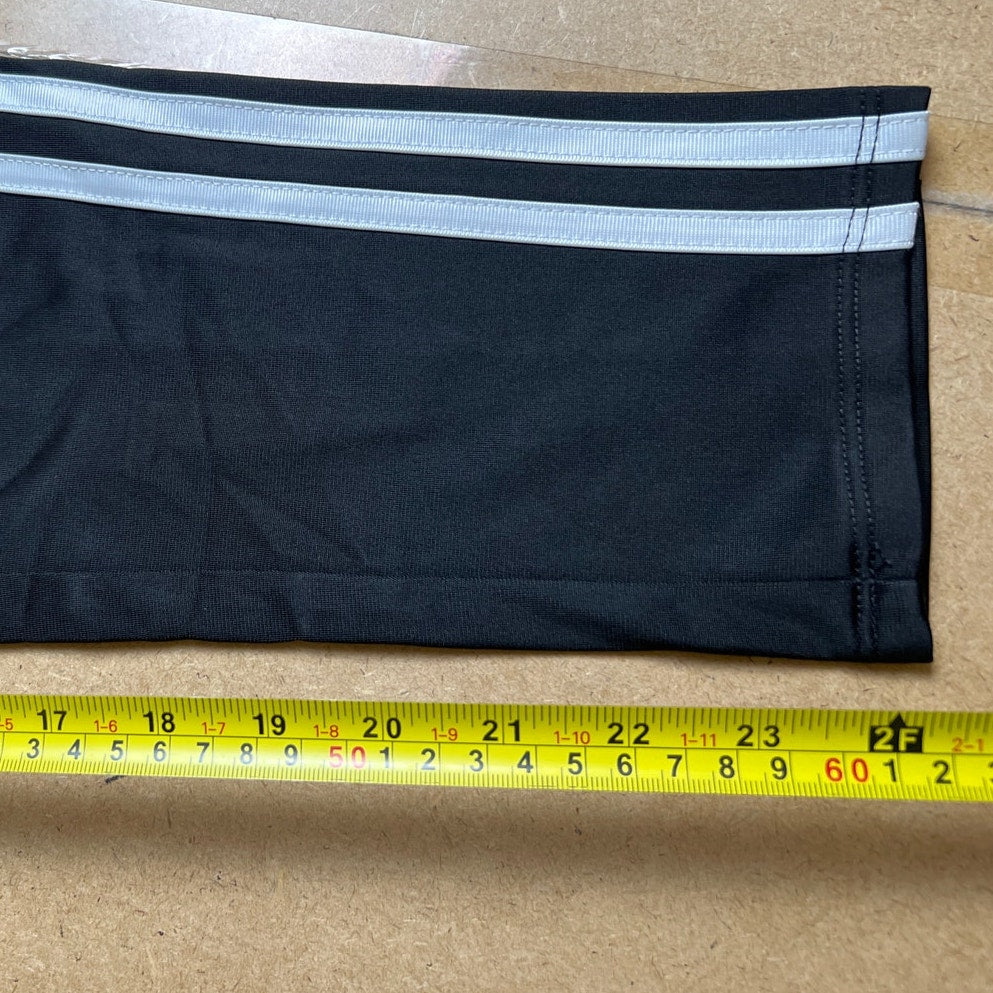 NWT Adidas Girls Track Pants Black 3 White Stripes Pockets Elastic Waist sz Medium