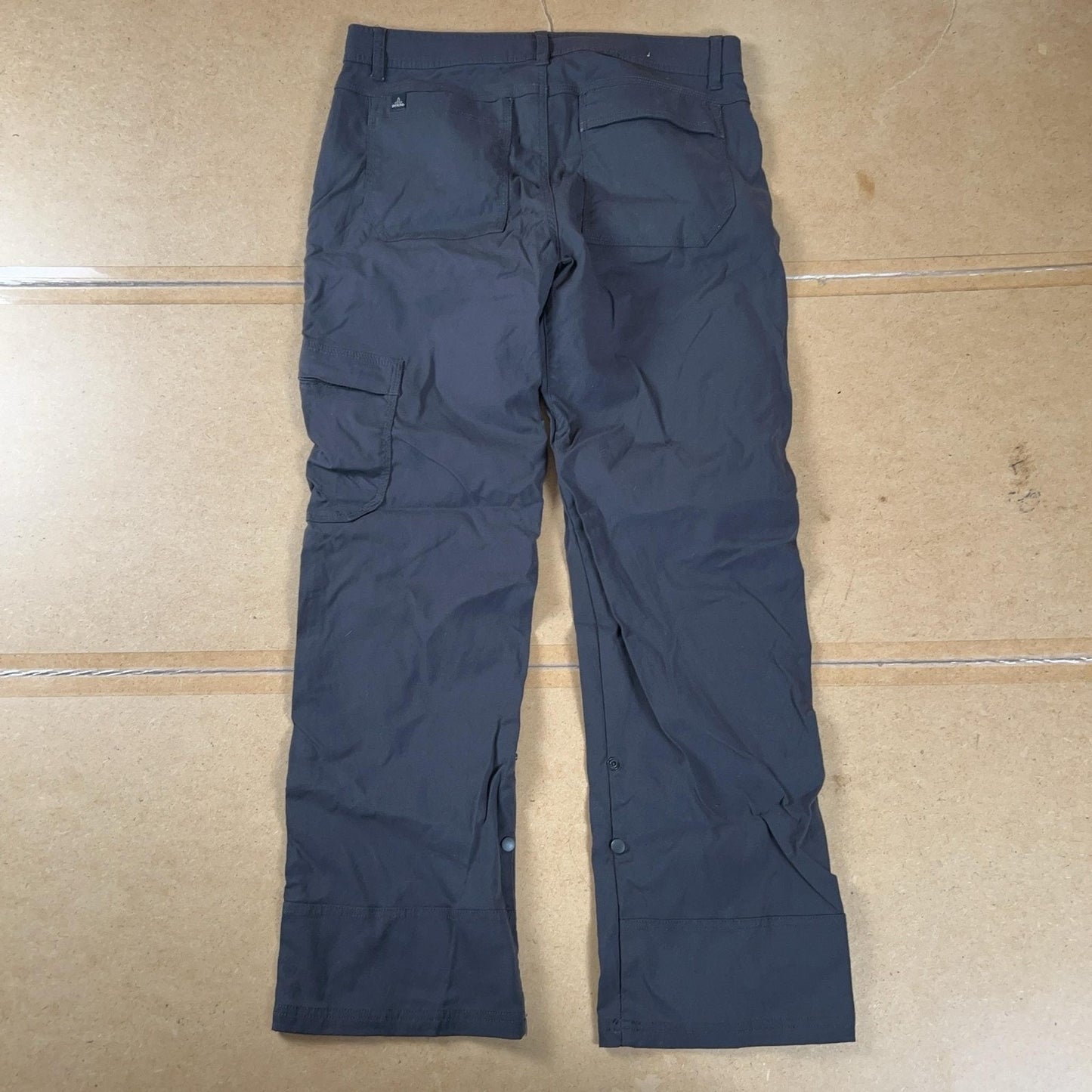 PrAna Pants Mens 32x30 Gray Cargo Nylon Slim Stretch Adjustable Waist Travel