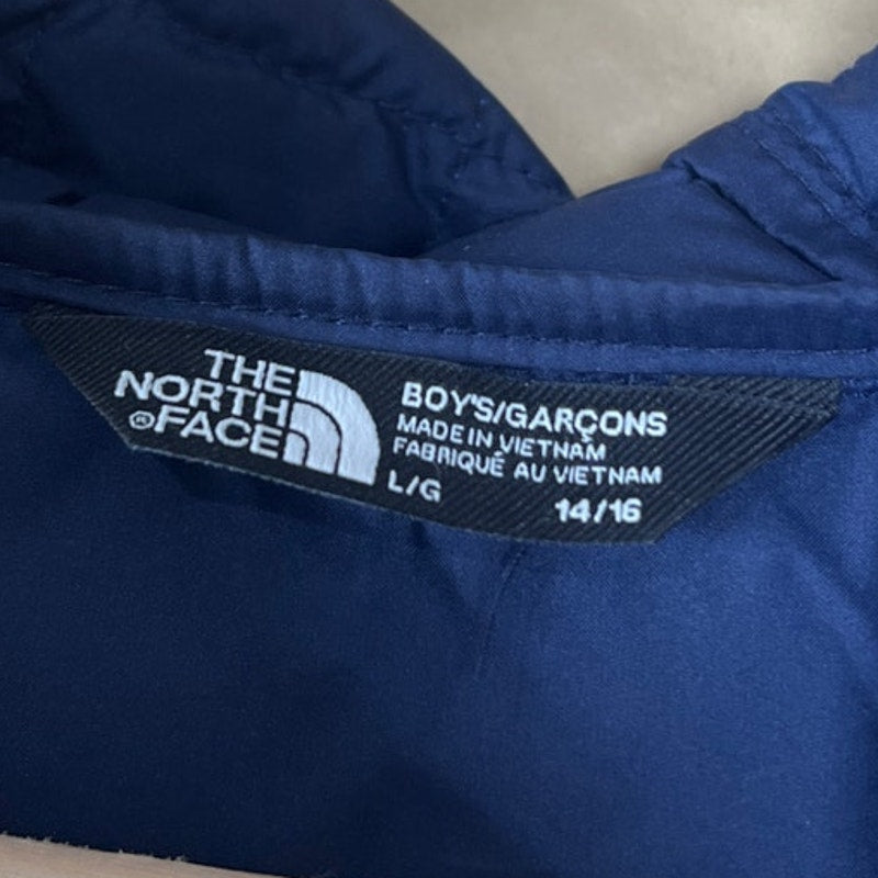 The North Face Thermoball Hooded Puffer Jacket Blue Embroidered Logo Boys Large