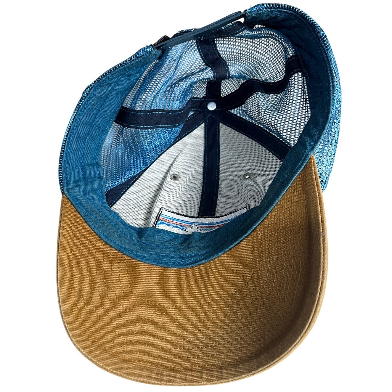 Patagonia Trucker Mesh Hat Snapback Brown Tan Blue Baseball Adjustable Cap