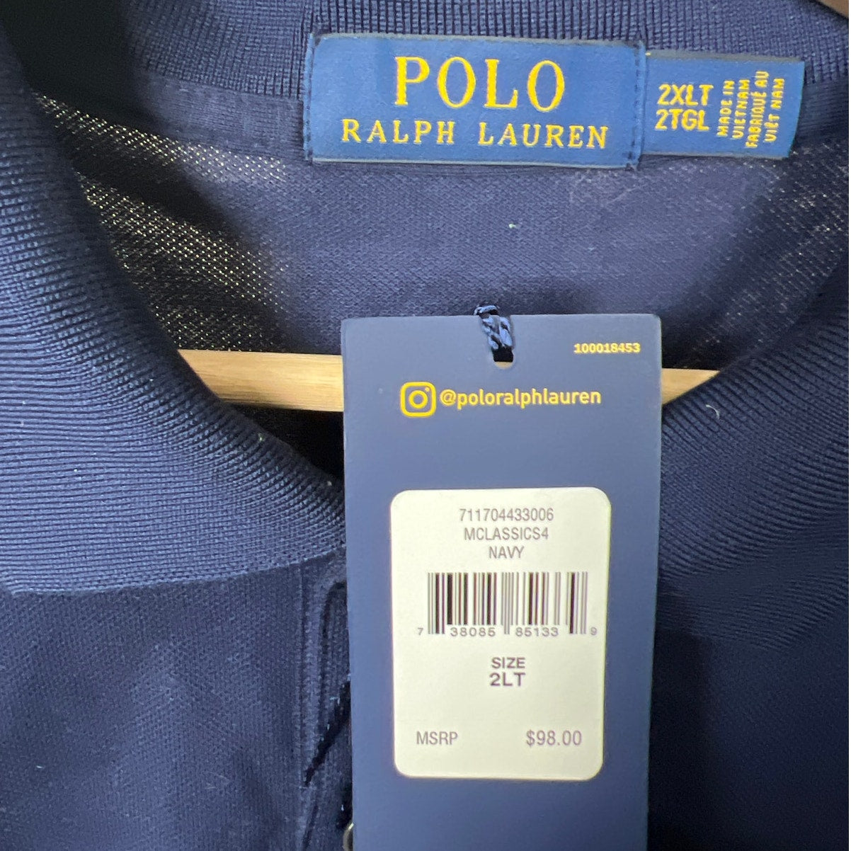 Polo Ralph Lauren NWT 2XLT Navy Blue Jersey Knit Polo