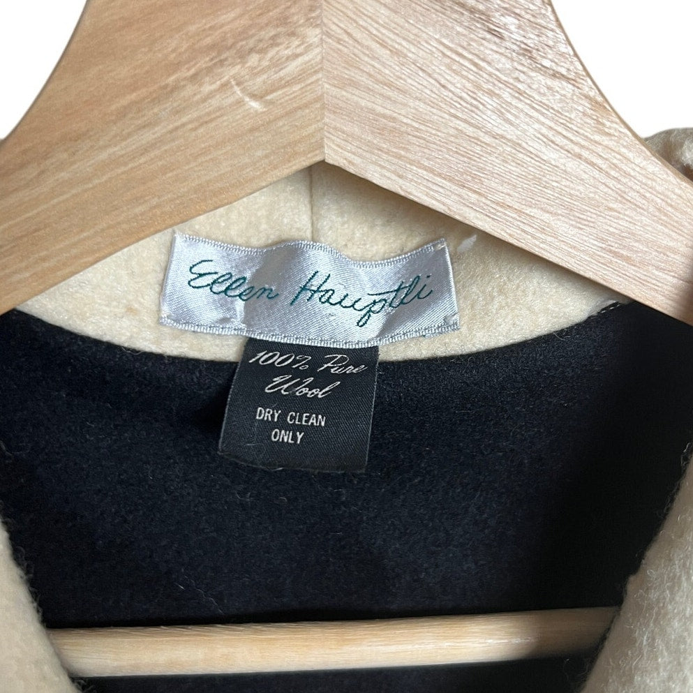 Ellen Hauptli Wool Button Up White & Black Coat *Dimensions In Pictures*