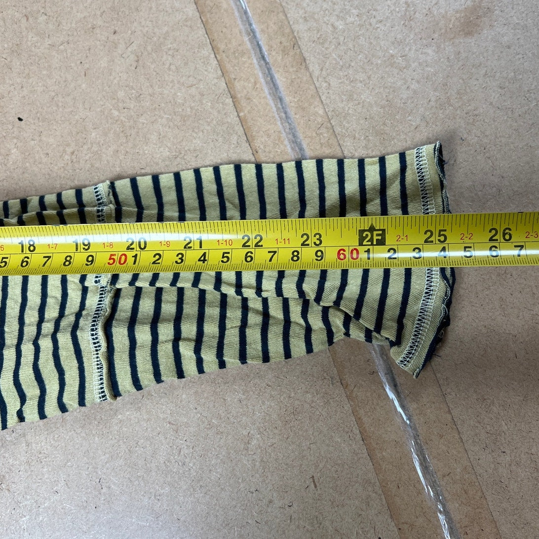 Sundance Striped Raw Edged Exposed Seam Henley Shirt Yellow and Black Size M