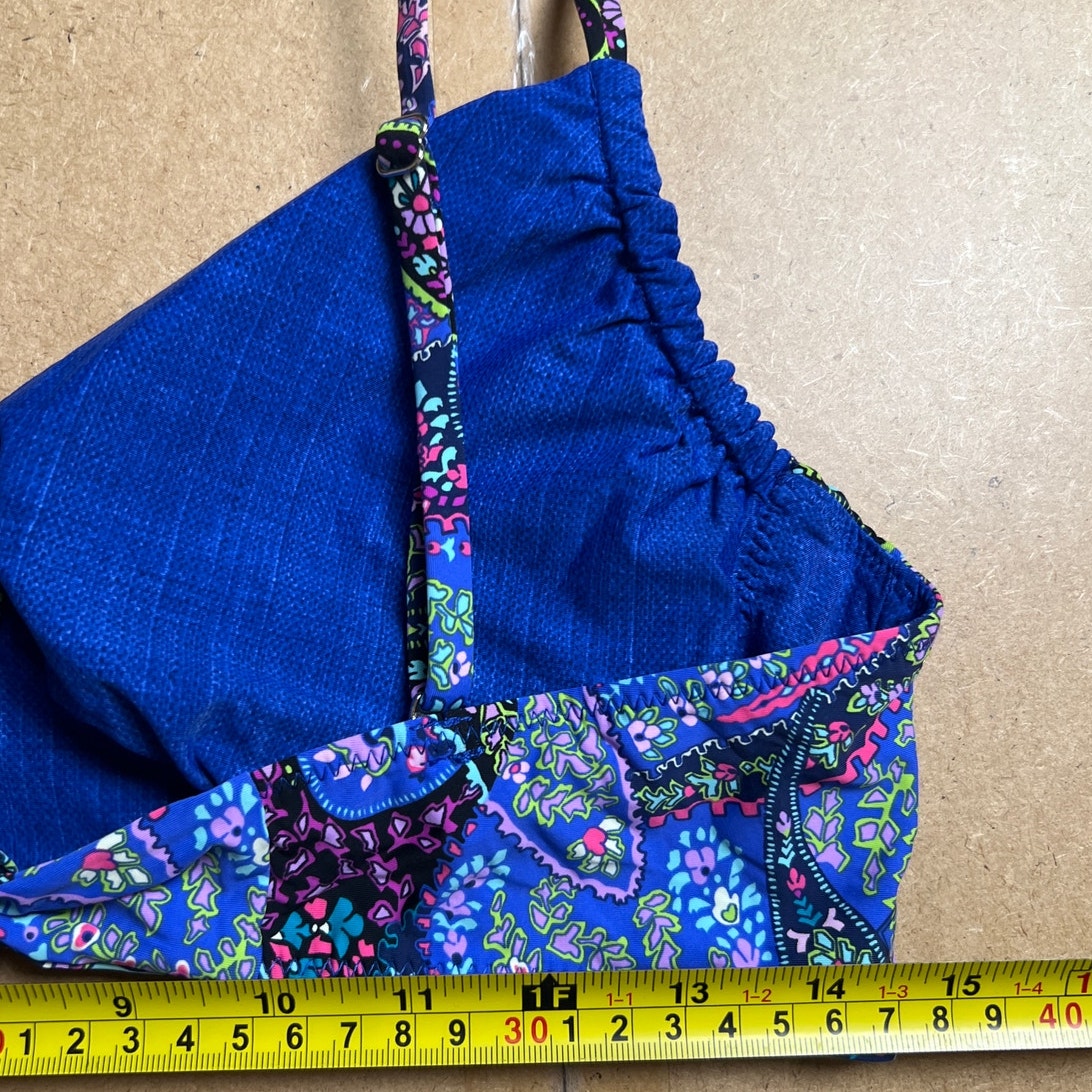 NWT Vera Bradley Reversible Chambray & Petite Paisley Eva Bikini Top Size M