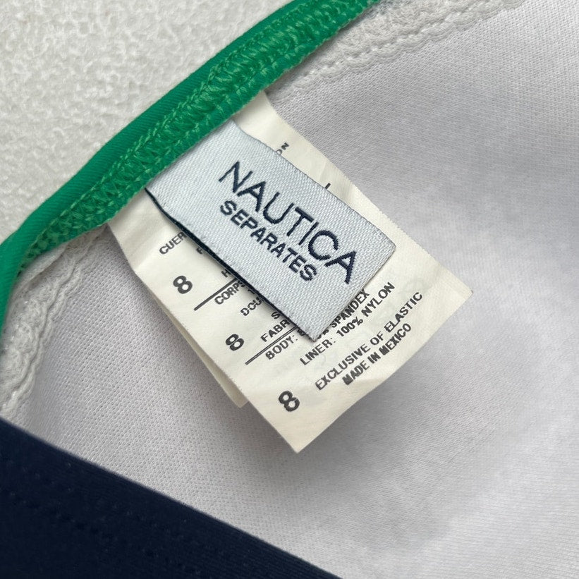 Nautica Women's Halter Tie Front Lightly Lined Bikini Swim Top Size 8