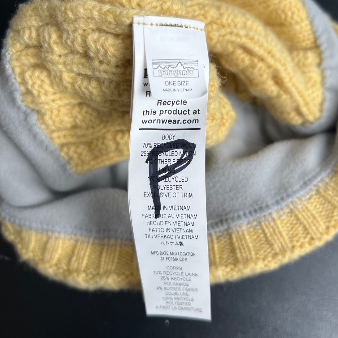 Patagonia One Size Recycled Wool Cream Coastal Cable Beanie