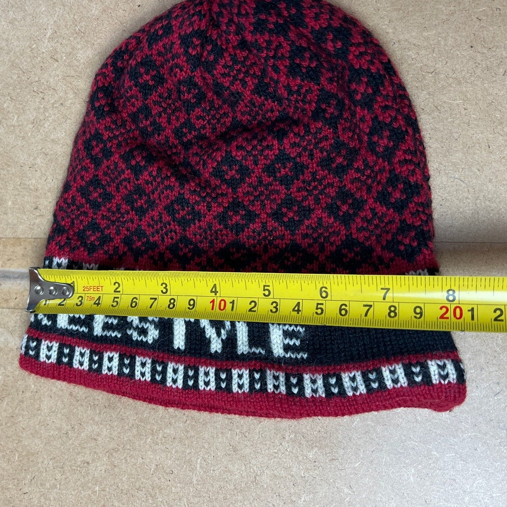 Black Sheep Woolen Red/Black 100% Wool Beanie One Size
