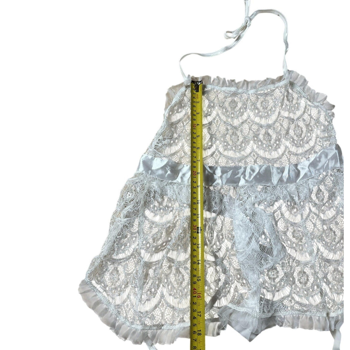 Dreamgirl Lingerie Womens One Size White Lace Bridal Babydoll Garter Halter Tie