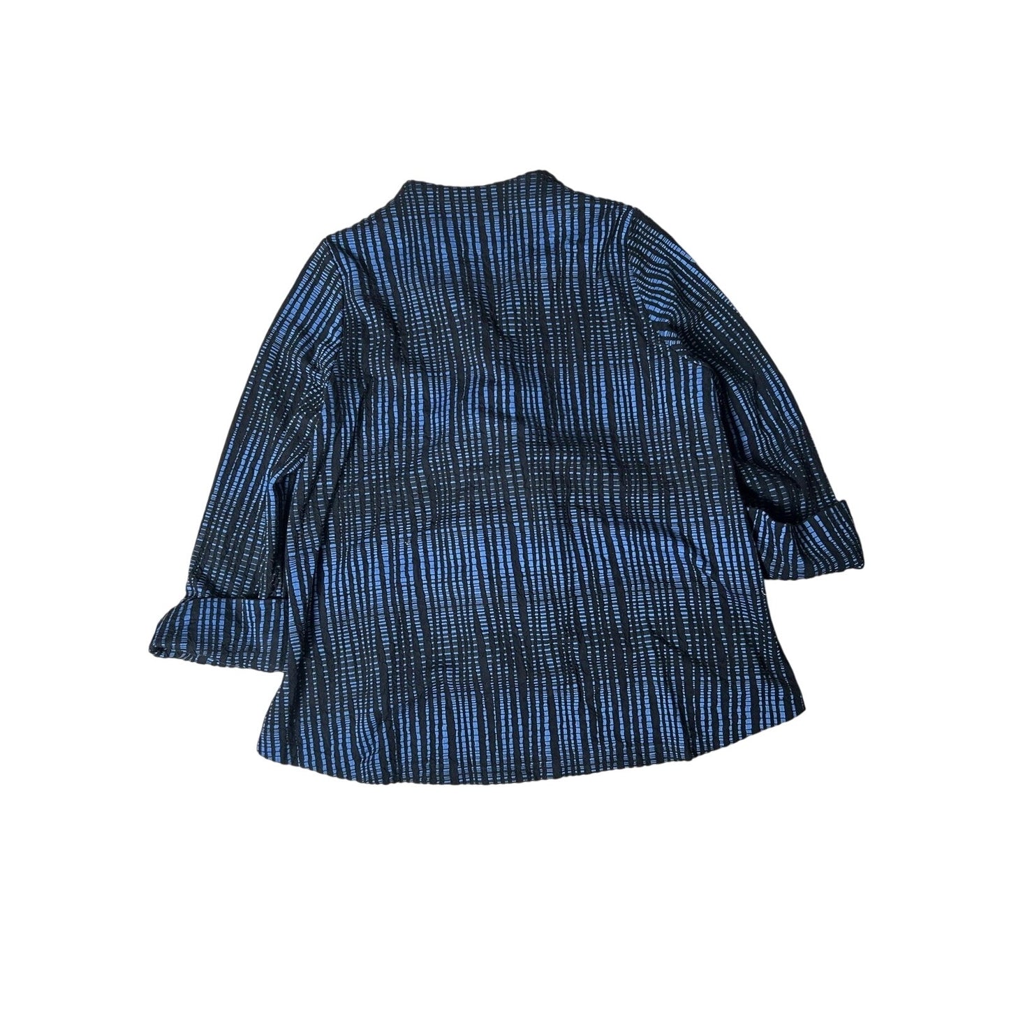 IC Jacket Womens XL Black Striped Lined Collared Single-Breasted Button