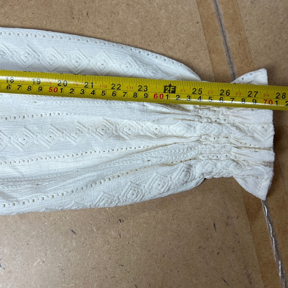 FRYE Womens White Long Sleeve Textured Blouse Shirt Size 2XL