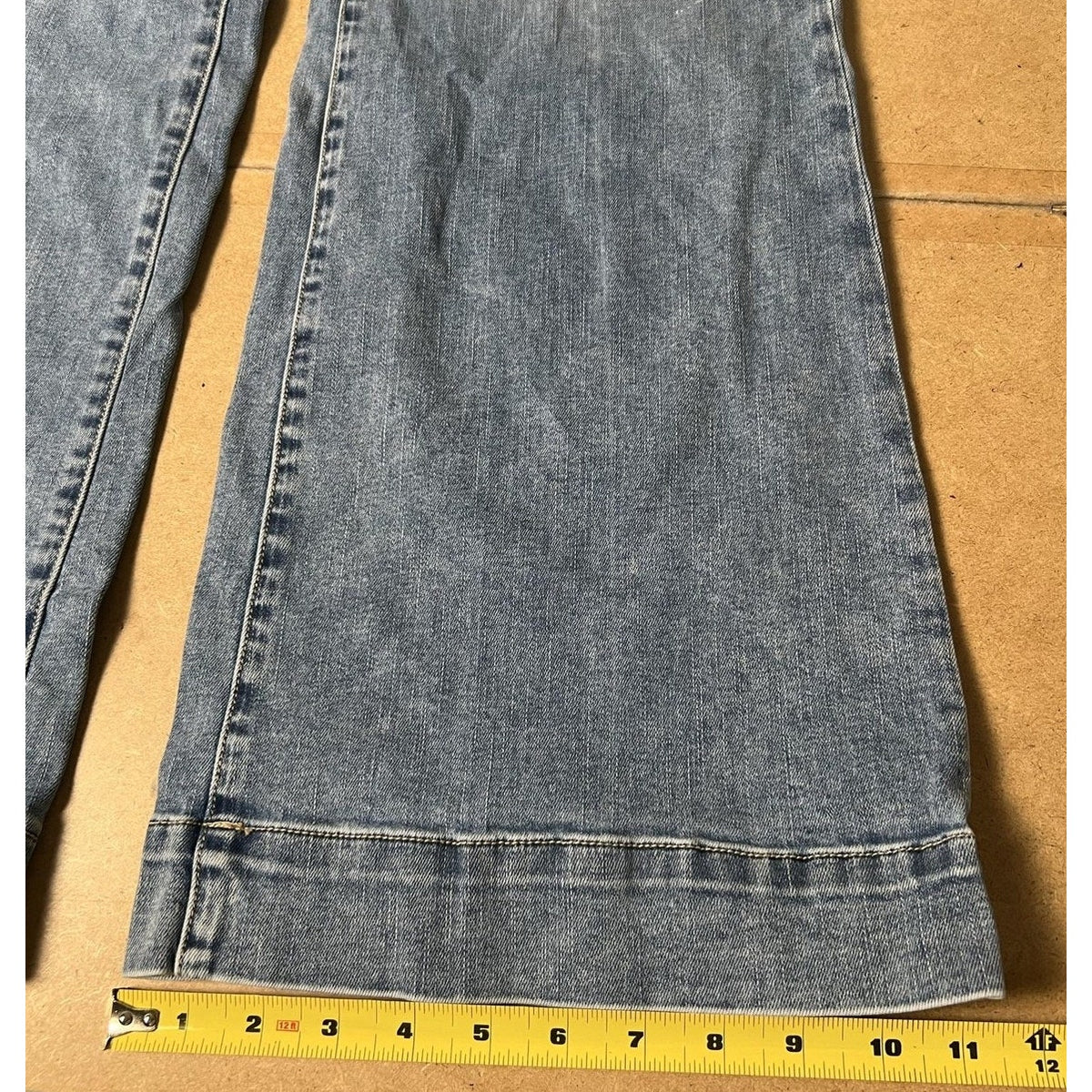 Dear John Pants Womens 31 Blue Wide-Leg Denim Chino Pockets Zip Button