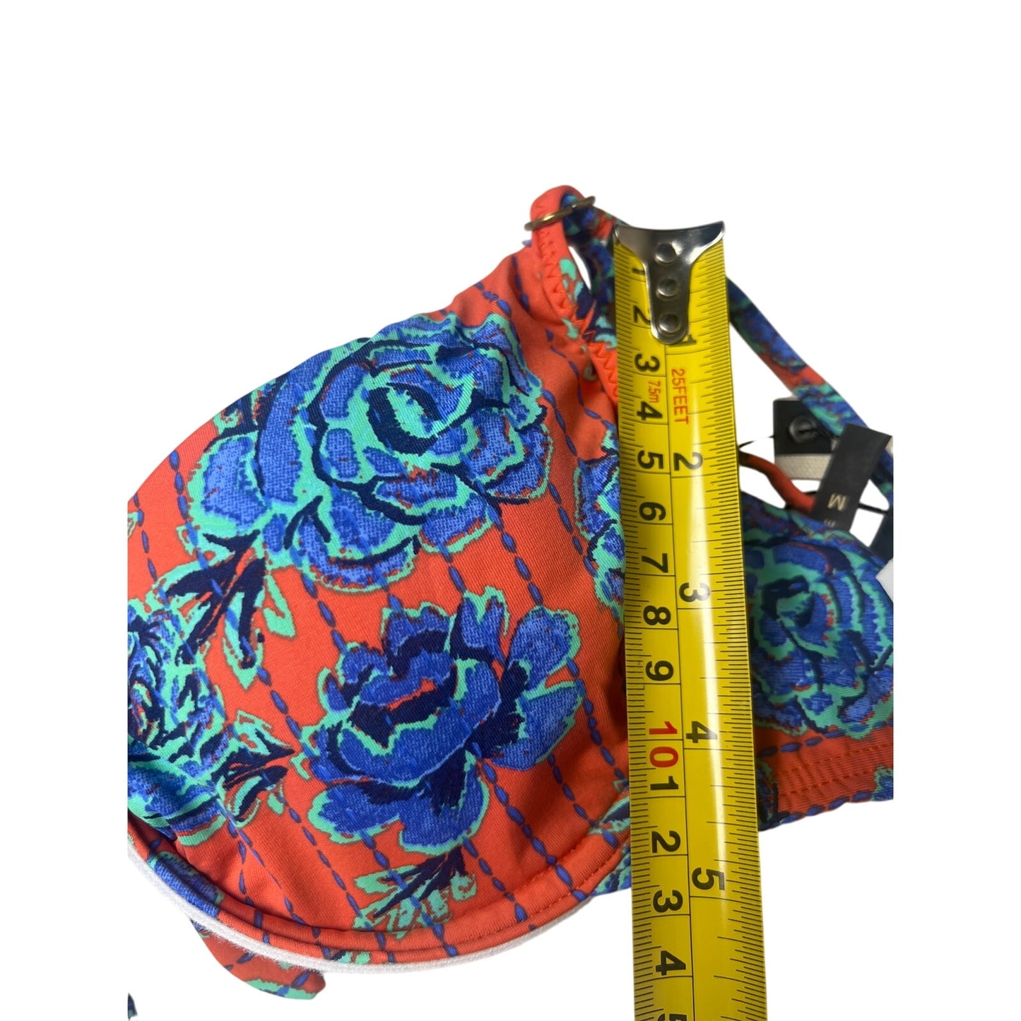 NWT $73 Sofia by Vix Iva Bia Triangle Bikini Top Floral Blue Red Medium M