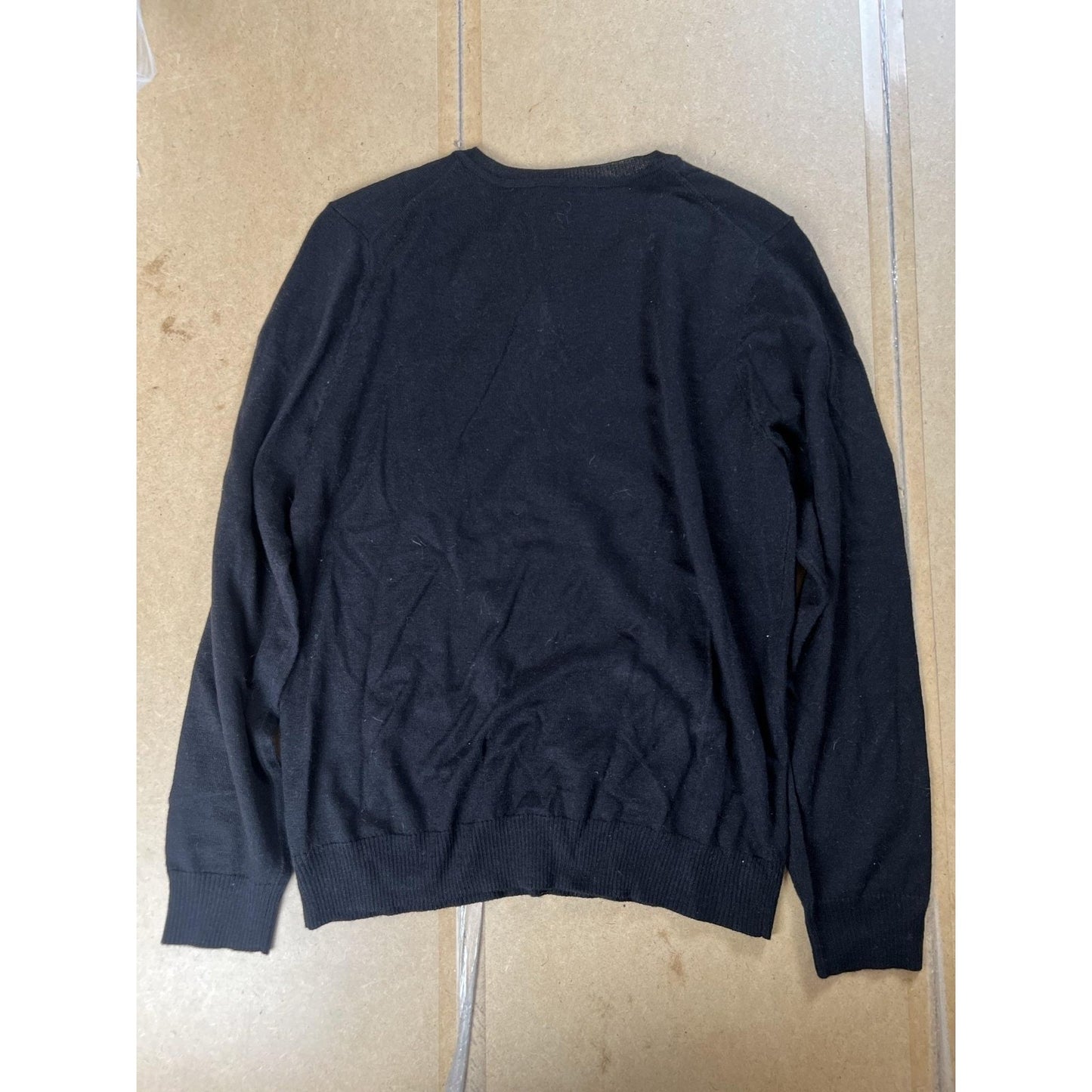 APT 9 Sweater Mens M Black V-Neck Pullover Lightweight Wool Knit Tight-Knit