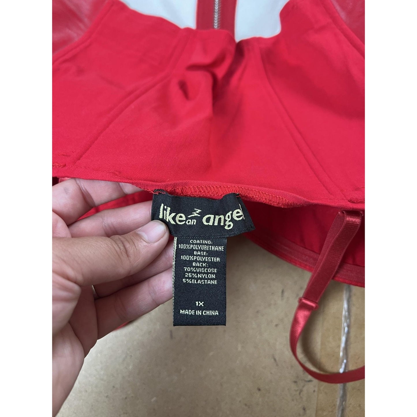 Like An Angel Tank Womens 1X Red Faux Leather Sweetheart Zip Bustier Cropped