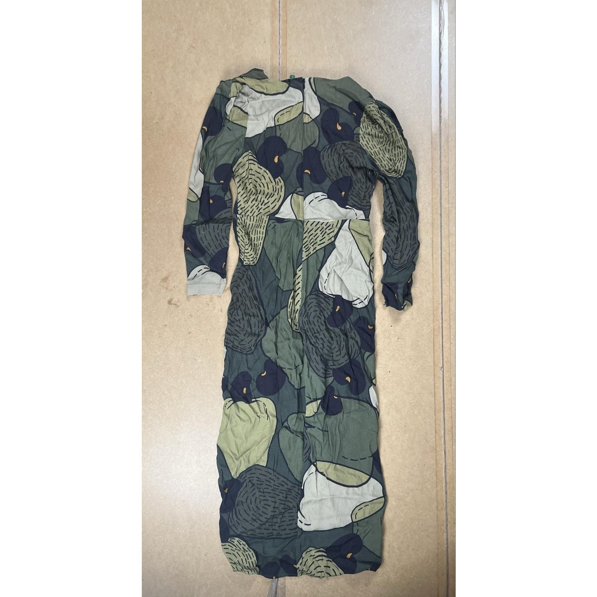 Farm Rio Dress Womens S Green Floral Wrap Maxi V-Neck Belted Front Zipper