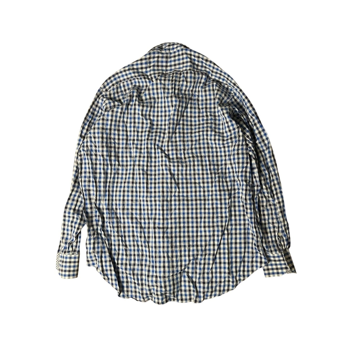 Thomas Dean Shirt Mens 2XL Blue Check Long Sleeve Button Up Collared Casual