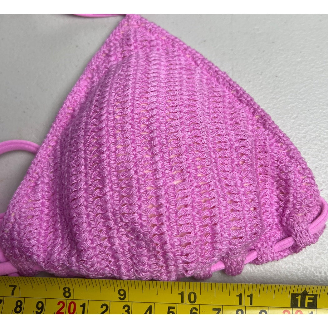 Victoria's Secret Crochet Pink Triangle Bikini Top Medium M