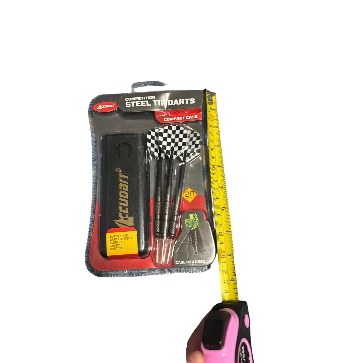 Accudart Competition Steel Tip Darts w Case Black with Checkered Fins NWT