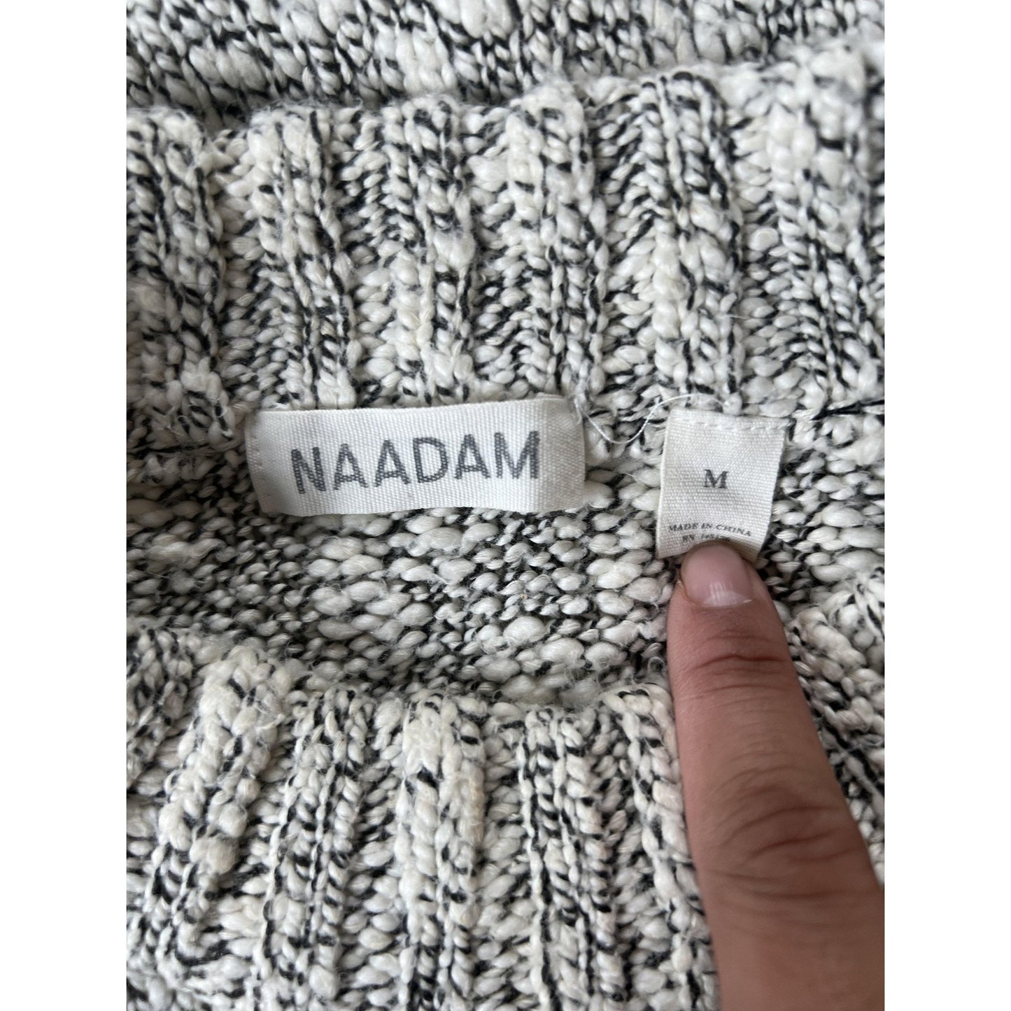 Tank NAADAM Womens M Gray Mock Neck Ruffle Knit Pullover Unlined Stretch