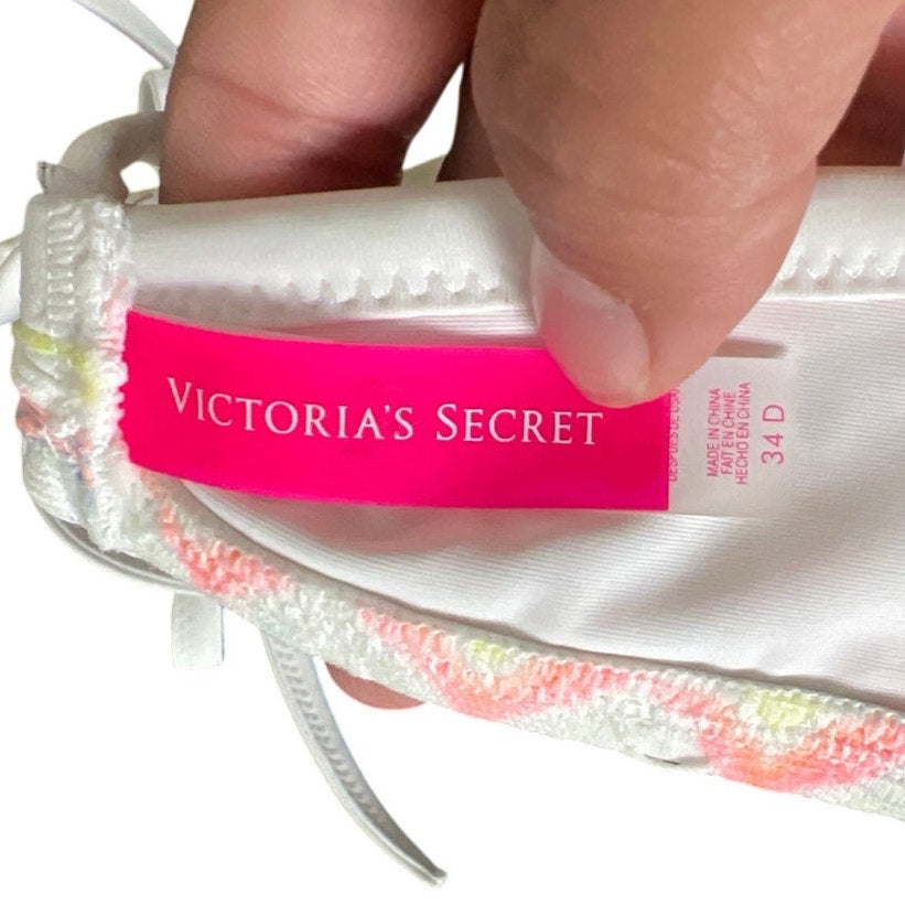Victoria Secret NWT Women's Bikini Top 34D Striped Adjustable