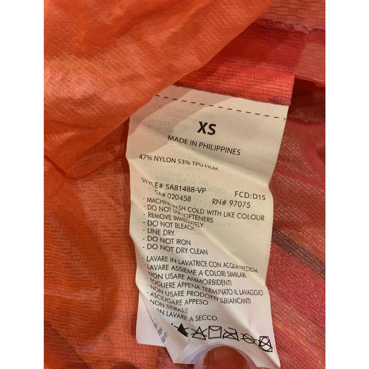 SAUCONY Women’s Orange Pink lightweight Running Windbreaker Jacket XS - EUC