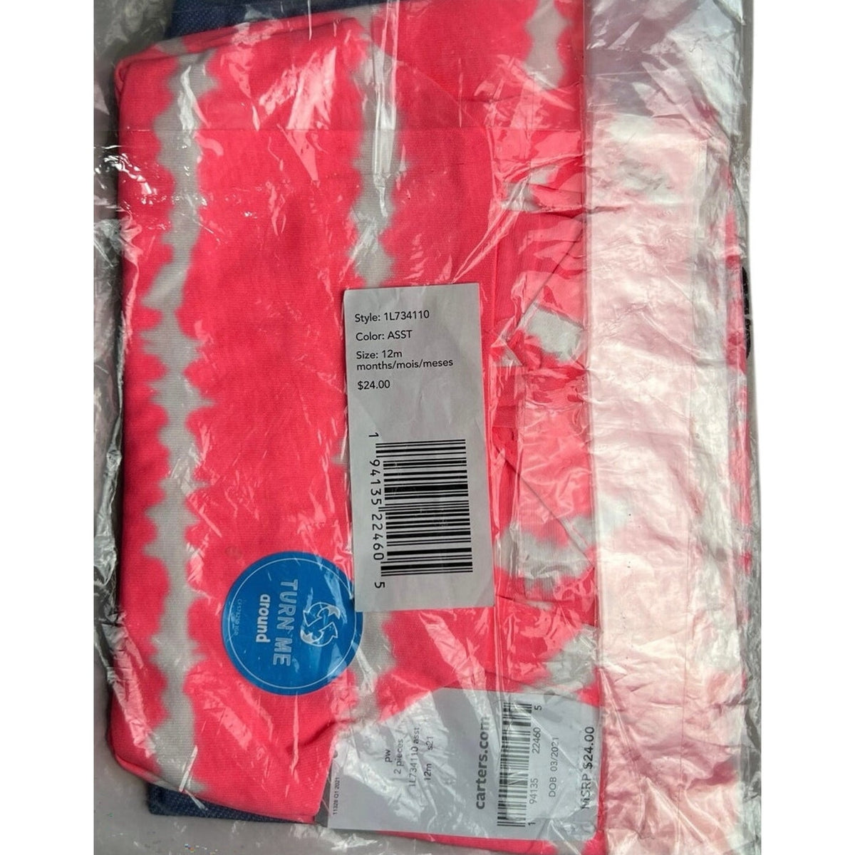 Carter's 2-Piece Tie-Dye Tank & Knit Denim Bike Shorts Size 12 month