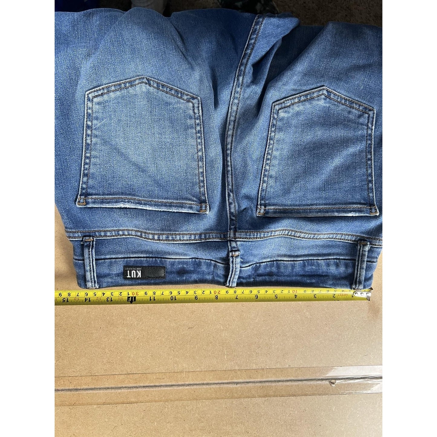 KUT From The Kloth Pants Womens 4L Blue Cropped Denim Stretch Pockets Zip