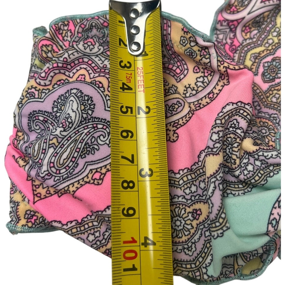 Victoria's Secret Strapless Bikini Top Pink & Blue Paisley Size Small S EUC