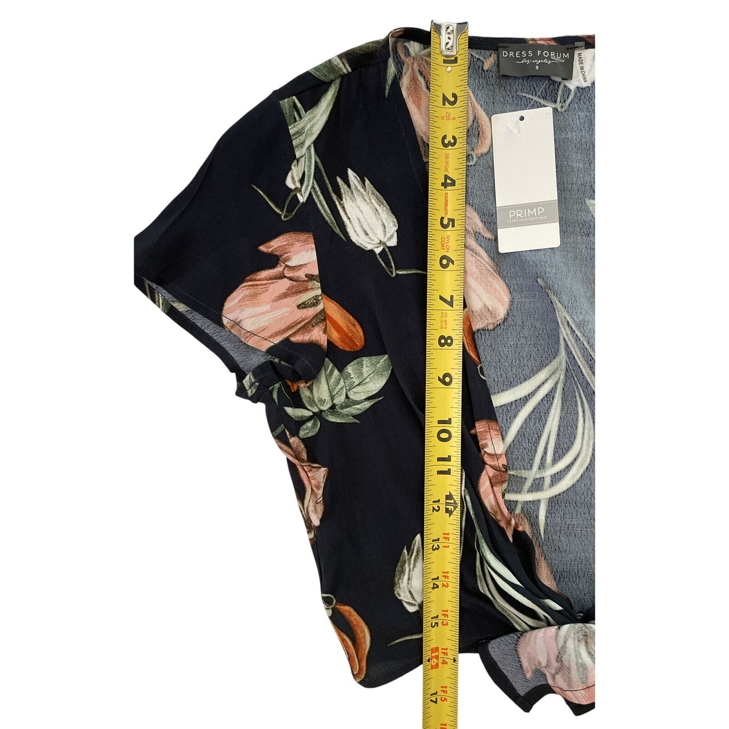 Dress Forum Floral Black Tie Top Size Small S - NWT