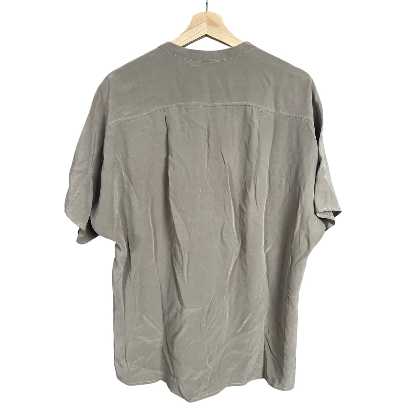 Ecru Women Blouse 100% Silk Top Gray *Dimensions In Picture*