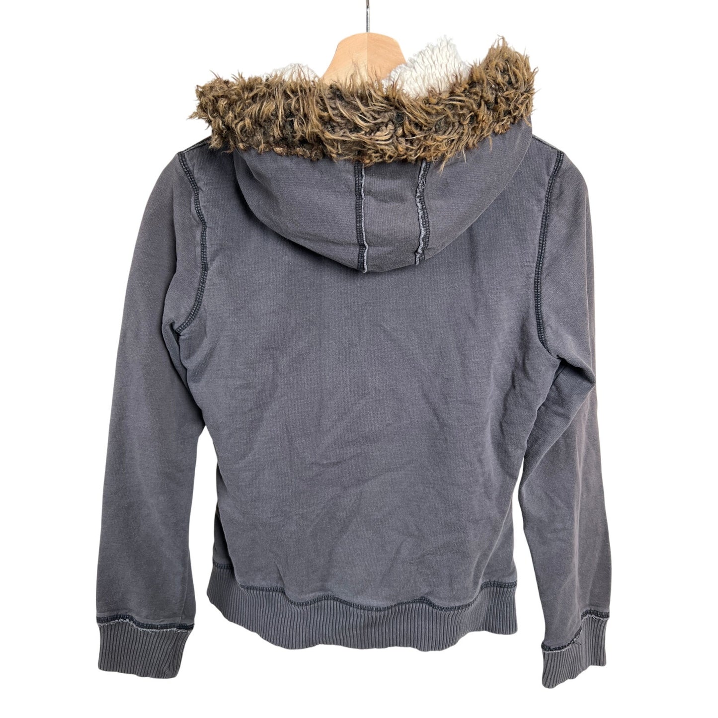 Y2K Mossimo Supply Co. Grunge Faux Fur lined Heavy Gray Hoodie Medium