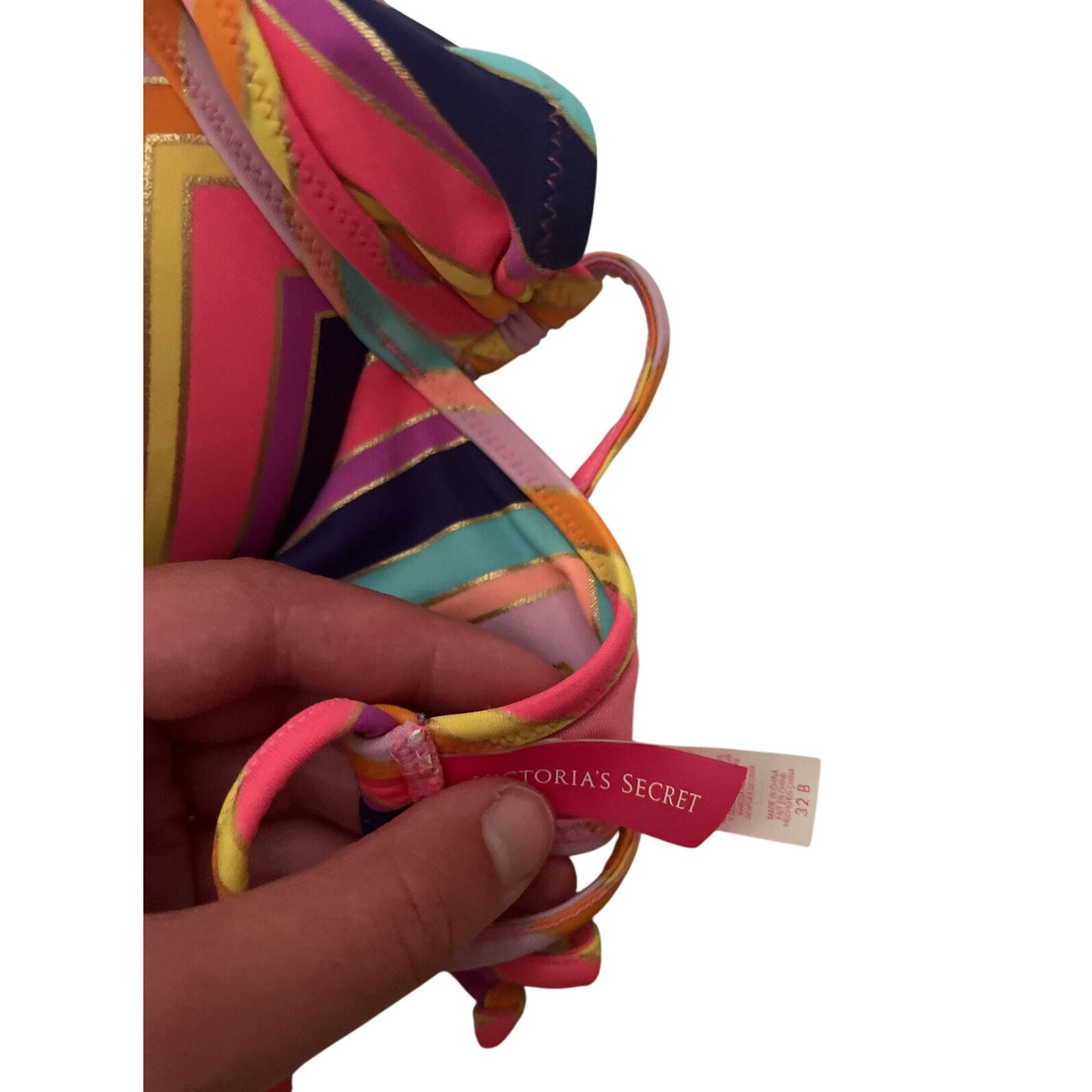 Victoria's Victoria Secret Multicolor Tie Padded Bikini Top 32B - EUC