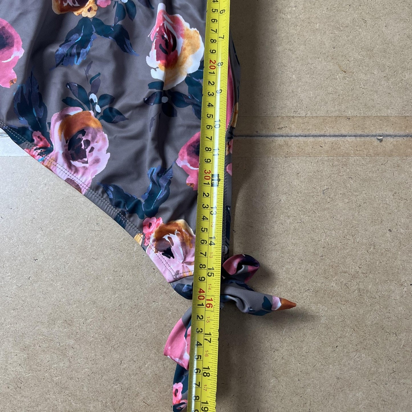 Shade & Shore Bottom Womens L Brown Bikini Lined Adjustable Stretch Bow Floral