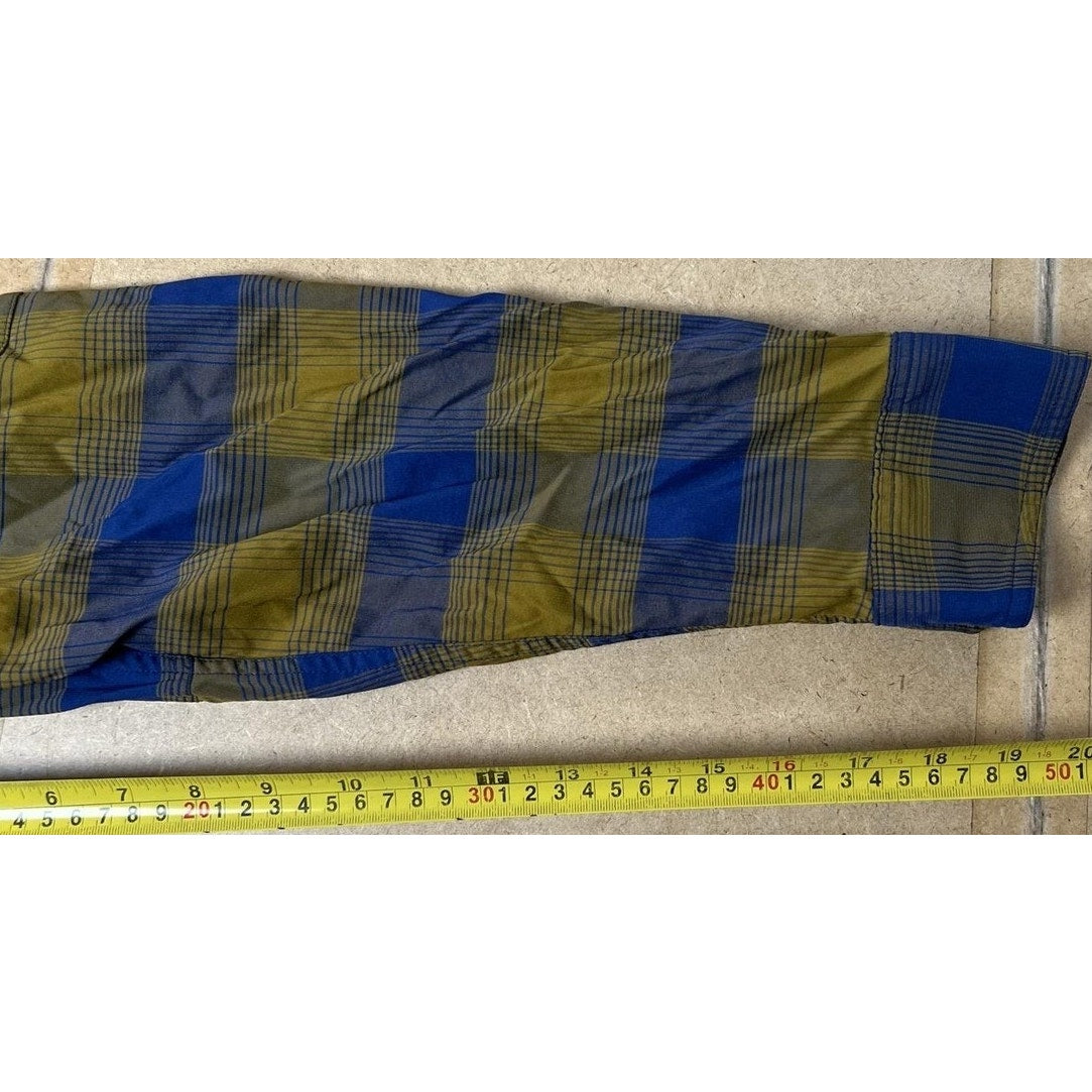 REI Co-op Shirt Mens XL Blue Plaid Long Sleeve Button-Up Travel Nylon Spandex