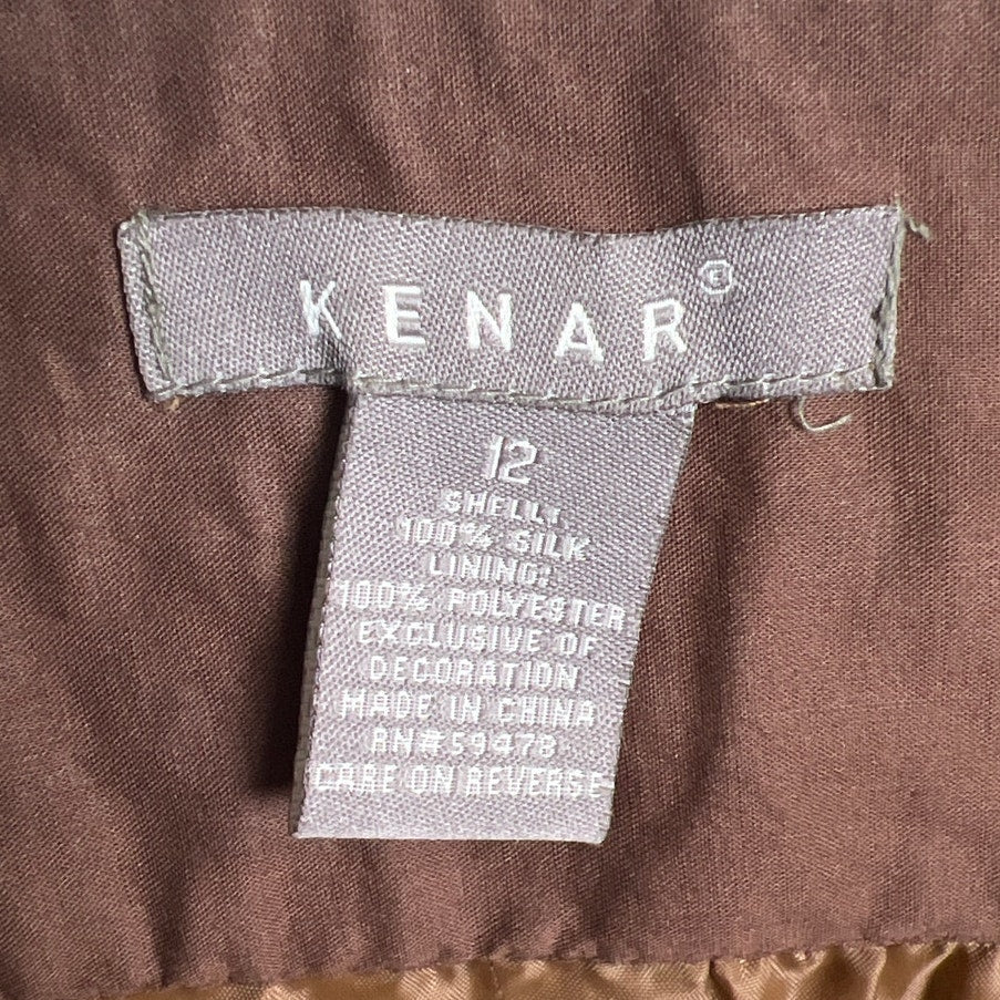 Kenar Size 12 100% Silk long Skirt Brown Beaded Stone