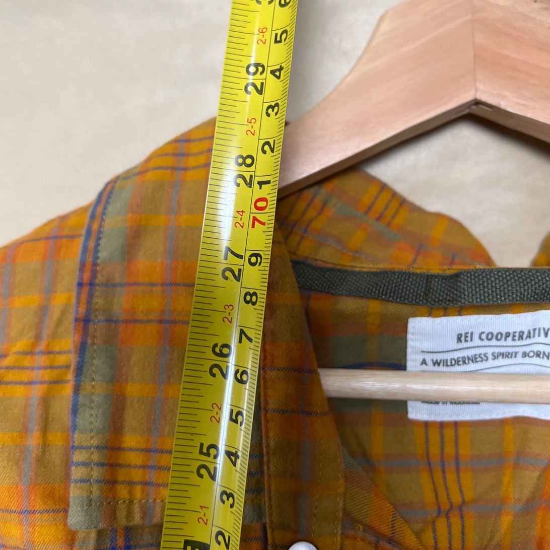 REI Cooperative 100% Cotton Size XL Plaid Button Down Orange Men's