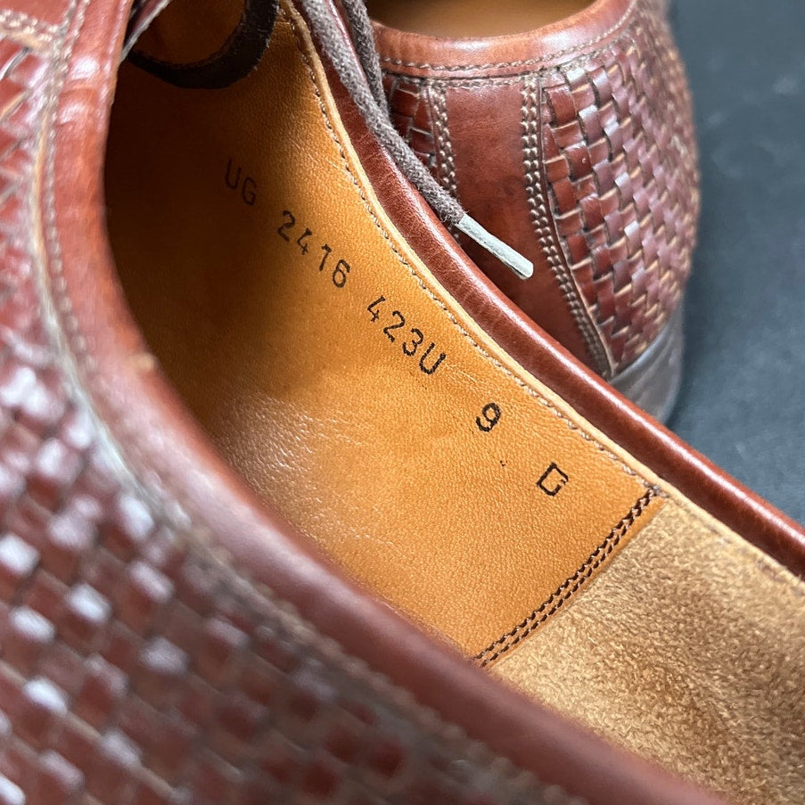 Salvatore Ferragamo 'Civas' Woven Chestnut Brown Leather Size 9